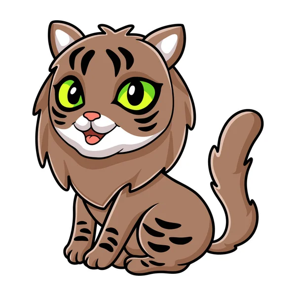 Ilustración Vectorial Lindo Siberiano Gato Dibujos Animados Sentado — Vector de stock