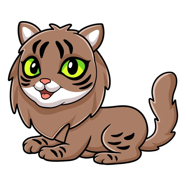 Vektor Illustration Söt Siberian Katt Tecknad Ligger Ner — Stock vektor