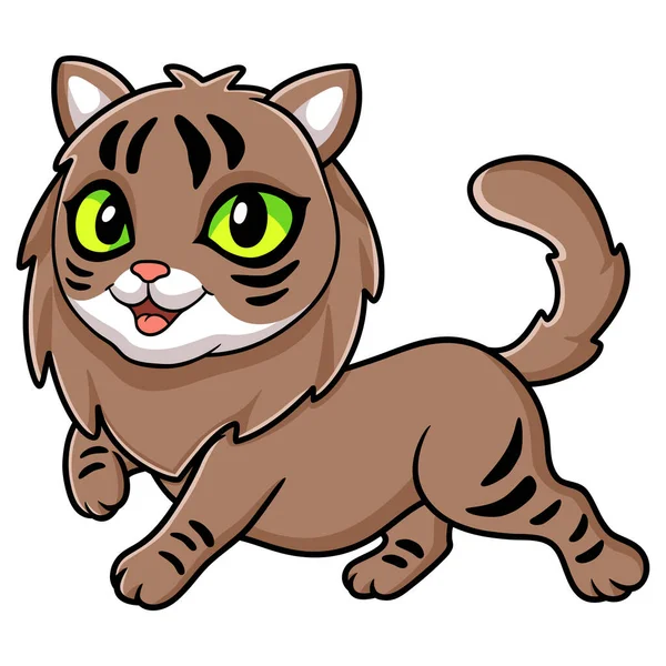 Wektor Ilustracja Cute Syberyjski Kot Kreskówka Walking — Wektor stockowy