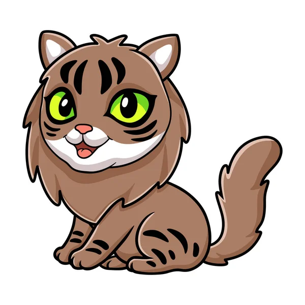 Vektorillustration Der Niedlichen Sibirischen Katze Cartoon Sitzt — Stockvektor