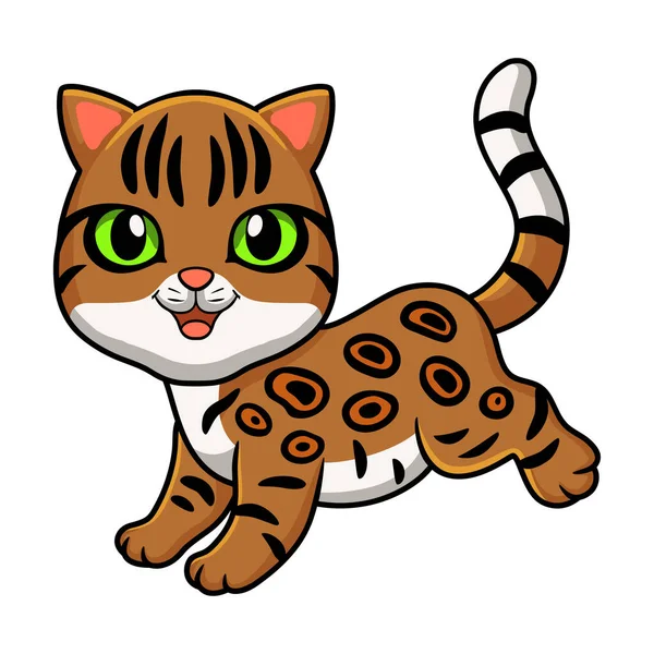 Wektor Ilustracja Cute Bengal Kot Kreskówka Walking — Wektor stockowy