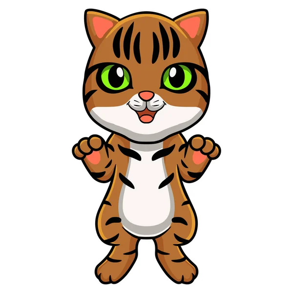 Ilustración Vectorial Lindo Gato Bengala Pie Dibujos Animados — Vector de stock