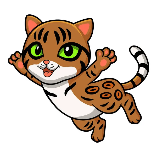 Vector Illustration Cute Bengal Cat Cartoon Flying — Stock Vector