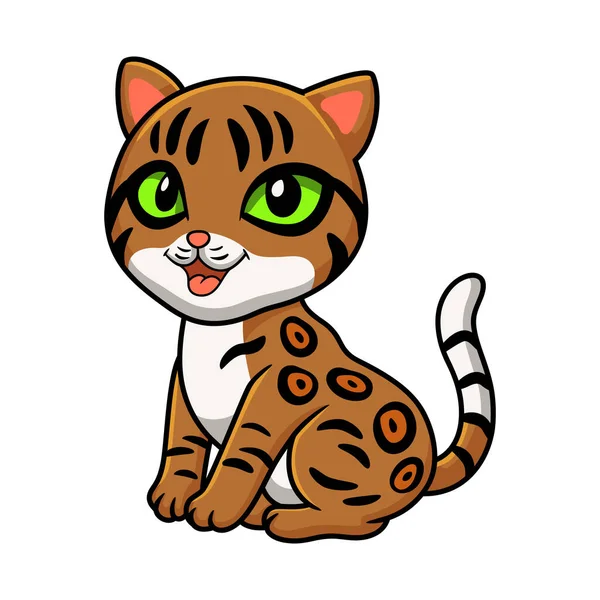 Vector Illustration Cute Bengal Cat Cartoon Sitting — Stock Vector