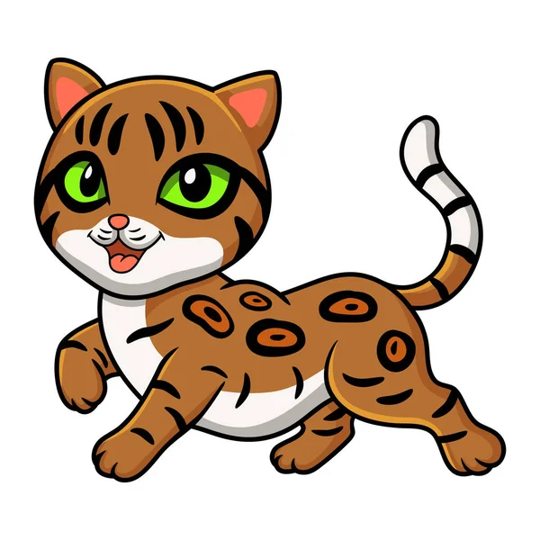 Wektor Ilustracja Cute Bengal Kot Kreskówka Walking — Wektor stockowy