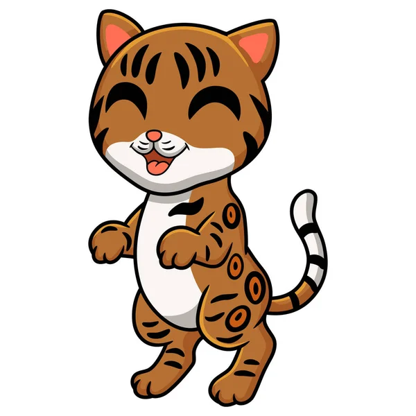 Vector Illustration Cute Bengal Cat Cartoon Standing — Stock Vector