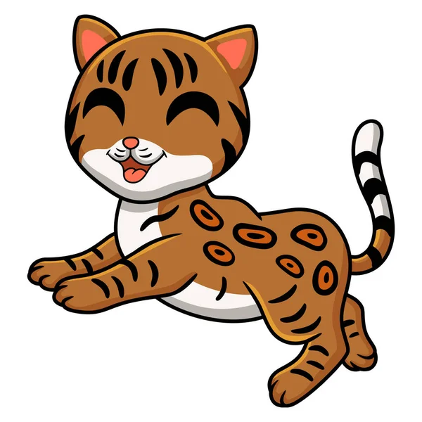 Vector Illustration Cute Bengal Cat Cartoon Walking — Stock Vector