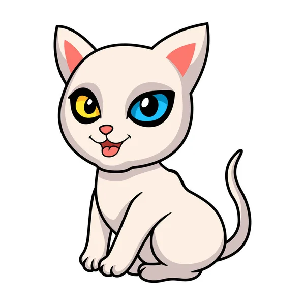 ベクトルイラスト Cute Khao Manee Cat漫画 — ストックベクタ