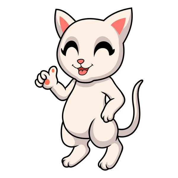 stock vector Vector illustration of Cute khao manee cat cartoon giving thumbs up