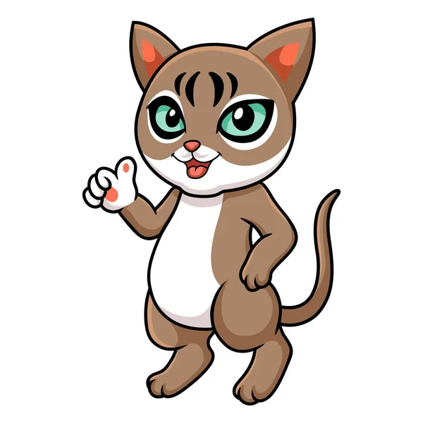 Vector Illustration Cute Singapura Cat Cartoon Giving Thumbs — Stock Vector