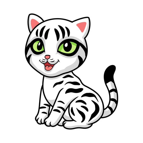 Ilustración Vectorial Lindo Americano Pelo Corto Gato Dibujos Animados Sentado — Vector de stock