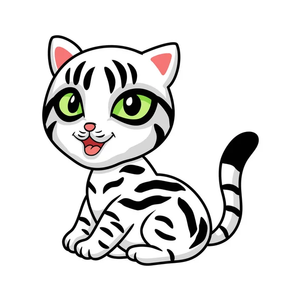 Vektor Illustration Von Cute American Short Hair Cat Cartoon Sitting — Stockvektor