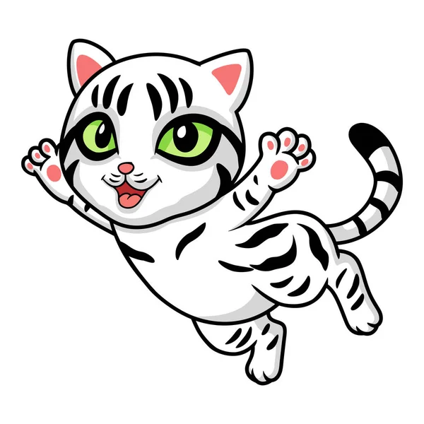 かわいいアメリカの短髪猫漫画飛行のベクトルイラスト — ストックベクタ