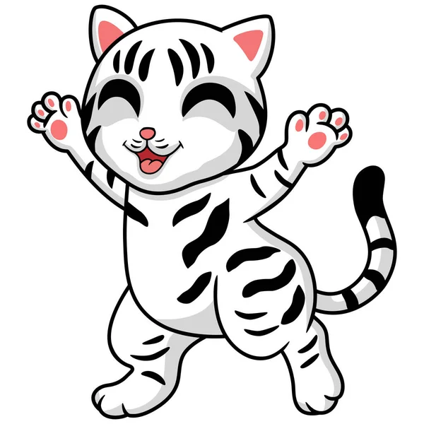 かわいいアメリカの短髪猫漫画のベクトルイラスト立って — ストックベクタ