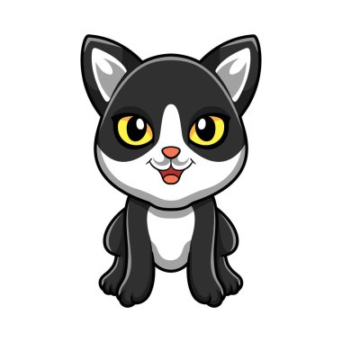 Şirin siyah dumanlı kedi çizgi filminin vektör çizimi