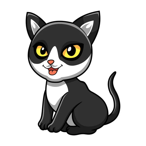 Vector Illustratie Van Schattige Zwarte Rook Kat Cartoon Zitten — Stockvector