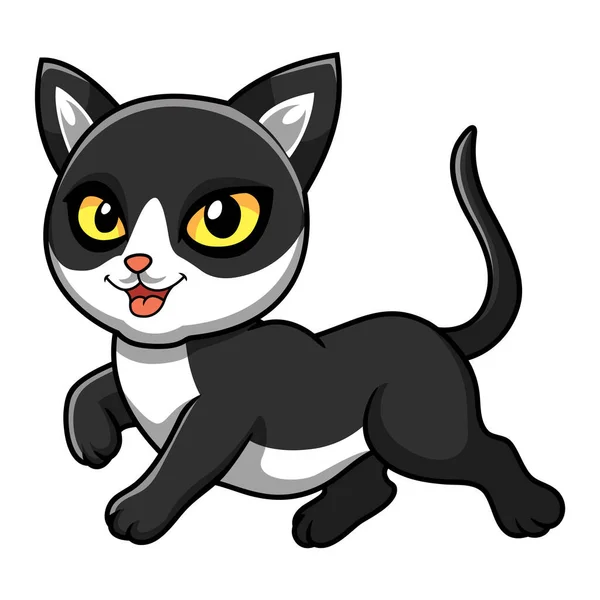 Wektor Ilustracja Cute Czarny Dym Kot Kreskówka — Wektor stockowy