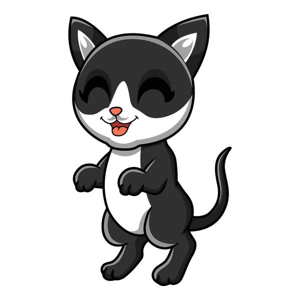 Εικονογράφηση Διάνυσμα Του Χαριτωμένο Μαύρο Καπνό Γάτα Κινουμένων Σχεδίων — Διανυσματικό Αρχείο