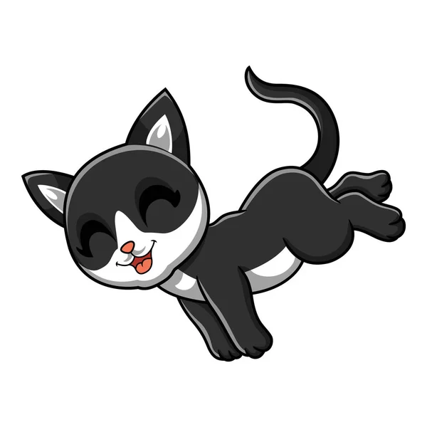 Ilustración Vectorial Dibujos Animados Lindo Gato Humo Negro — Archivo Imágenes Vectoriales