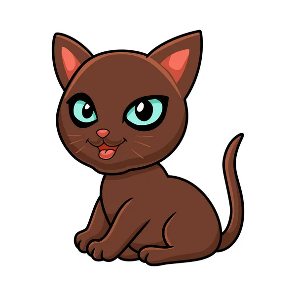 Wektor Ilustracja Cute Havana Brązowy Kot Kreskówka — Wektor stockowy