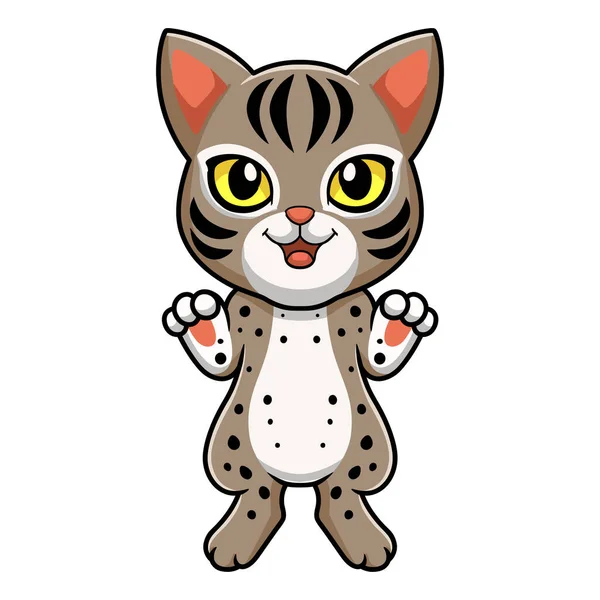 Vector Illustration Cute Ocicat Cat Cartoon Standing — Stock Vector
