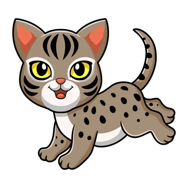 Vector Illustration Cute Ocicat Cat Cartoon Walking — Stock Vector