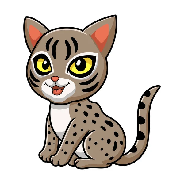 Vector Illustration Cute Ocicat Cat Cartoon Sitting — Stock Vector