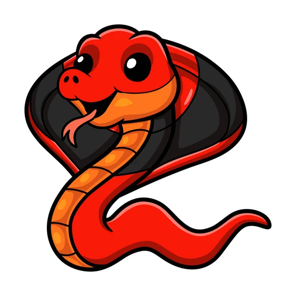 Vector Illustration Cute Red Spitting Cobra Cartoon — Stock Vector