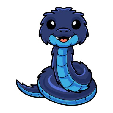 Vector illustration of Cute blue spiny bush viper cartoon