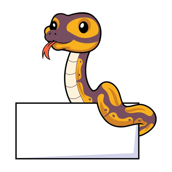 Vector Illustration Cute Banana Ball Python Snake Cartoon Blank Sign — Image vectorielle
