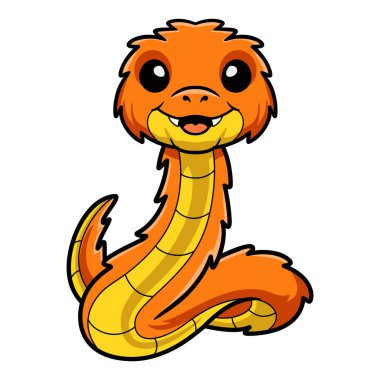 Vector illustration of Cute orange spiny bush viper cartoon