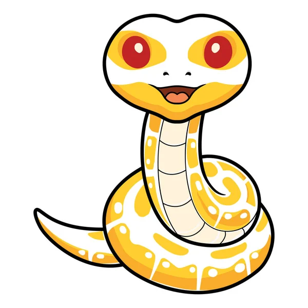 Vector Illustration Cute Albino Ball Python Snake Cartoon — Stock Vector