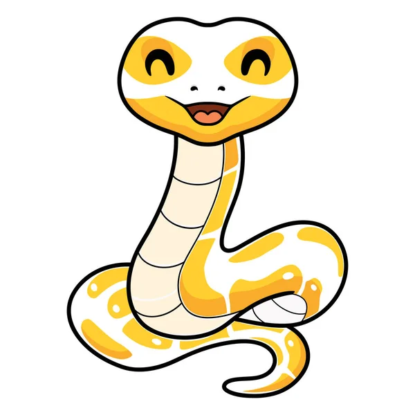Vektor Illustration Der Niedlichen Albino Kugel Python Schlange Karikatur — Stockvektor