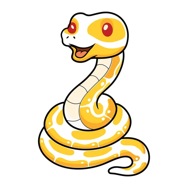 Illustration Vectorielle Mignonne Boule Albinos Python Serpent Dessin Animé — Image vectorielle