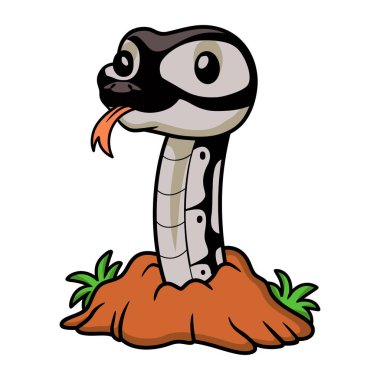 Çukurdan çıkan şirin piton yılanı çiziminin vektör çizimi