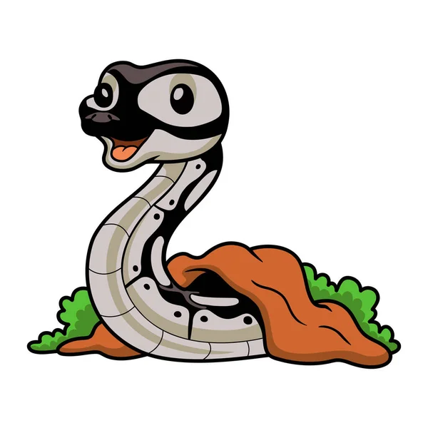 Vector Illustration Cute Python Snake Cartoon Out Hole — Stock Vector