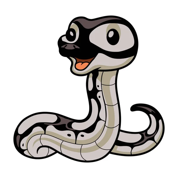 Vektorillustration Von Cute Happy Python Snake Cartoon — Stockvektor