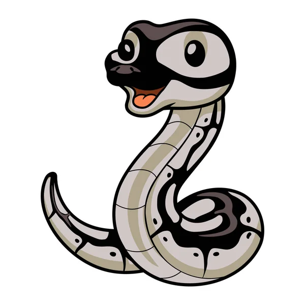 Ilustração Vetorial Desenho Animado Bonito Cobra Python Feliz —  Vetores de Stock