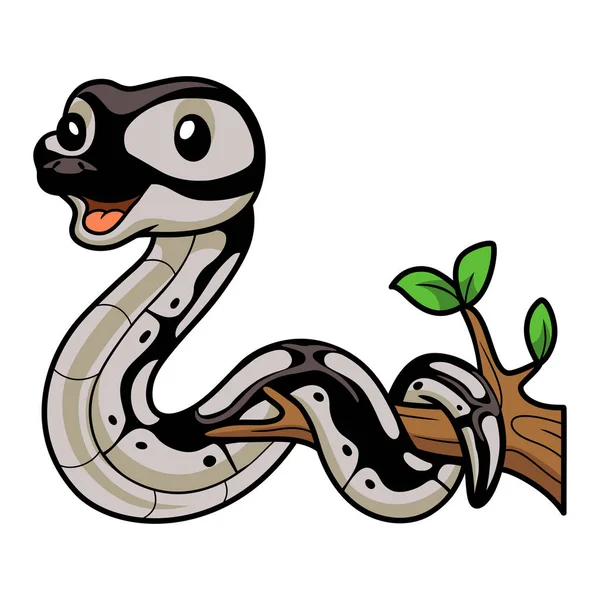 Векторная Иллюстрация Милой Карикатуры Змею Питона Ветке Дерева — стоковый вектор