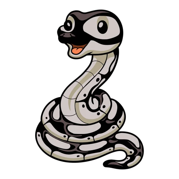 Ilustração Vetorial Desenho Animado Bonito Cobra Python Feliz —  Vetores de Stock