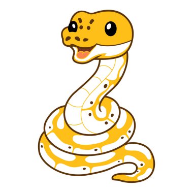 Vector illustration of Cute pastel ivory ball python cartoon clipart
