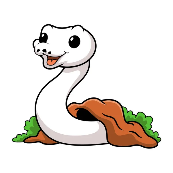 Illustration Vectorielle Dessin Animé Blanc Mignon Serpent Python Boule Leucémique — Image vectorielle