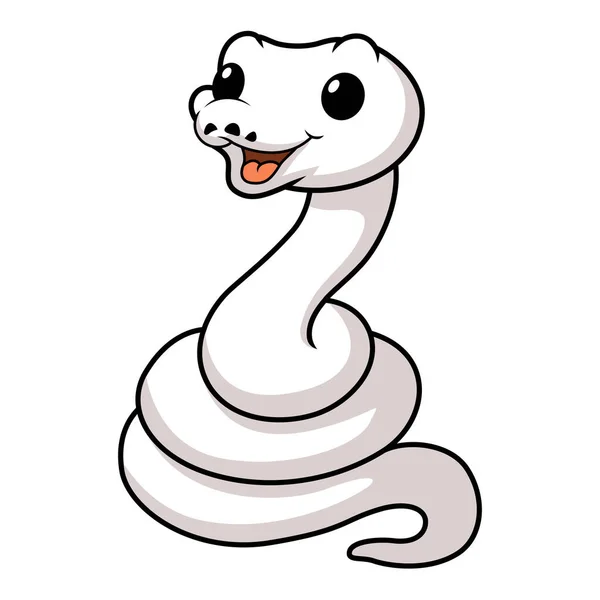 Vector Illustratie Van Schattige Witte Leucistische Bal Python Slang Cartoon — Stockvector