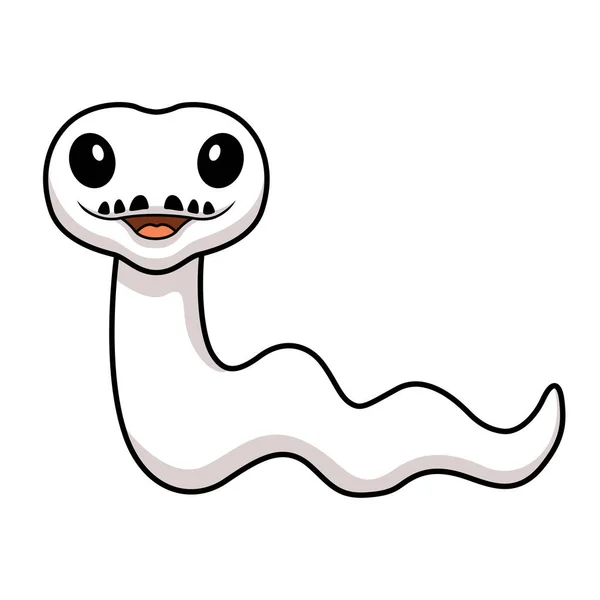 Vector Illustration Cute White Leucistic Ball Python Snake Cartoon — Stock Vector