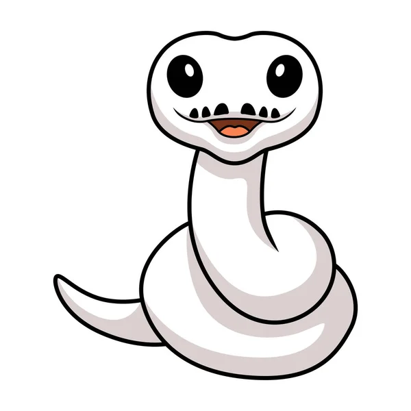 Ilustração Vetorial Bonito Branco Leucistic Bola Python Cobra Desenhos Animados — Vetor de Stock