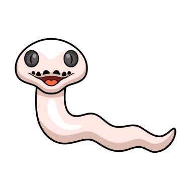 Şirin siyah gözlü lökosistik retikülatus piton çizgi filminin vektör çizimi