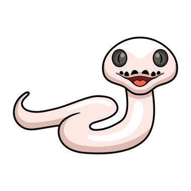 Şirin siyah gözlü lökosistik retikülatus piton çizgi filminin vektör çizimi