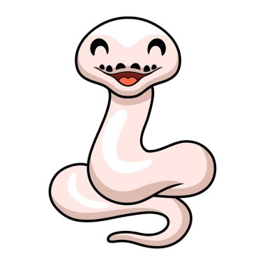 Şirin siyah gözlü lökosistik retikülatus piton çizgi filminin vektör çizimi