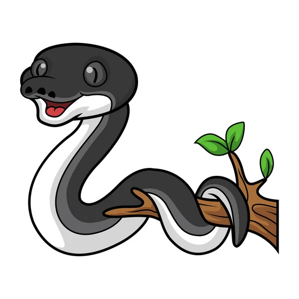 Ilustração Vetorial Cute Albertisi Cobra Desenhos Animados Ramo Árvore — Vetor de Stock