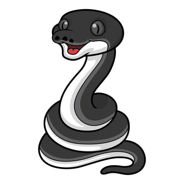 Ilustração Vetorial Bonito Feliz Albertisi Cobra Desenhos Animados — Vetor de Stock